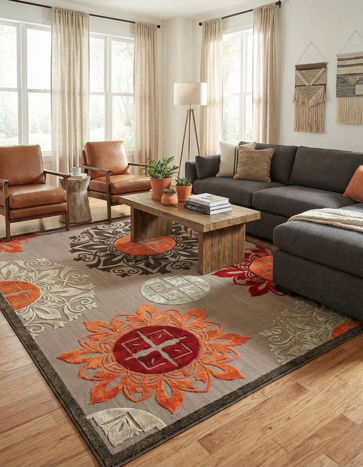 Detail image of 10' x 13'  Washable Modern Indoor / Outdoor Rug