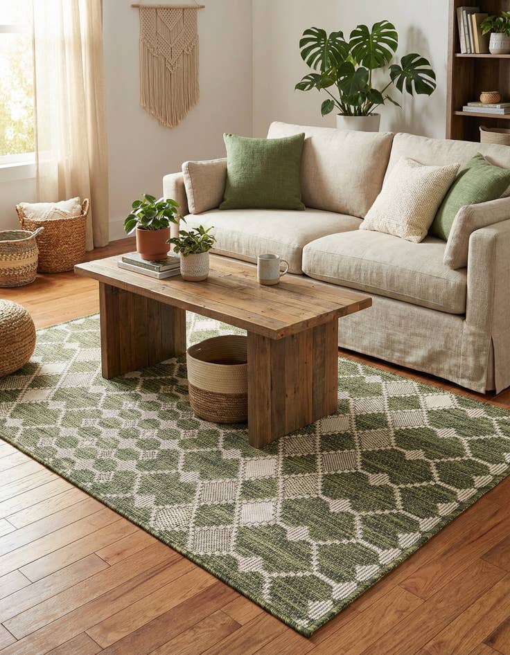 Detail image of  3' x 5' 3  Washable Lattice Indoor / Outdoor Rug