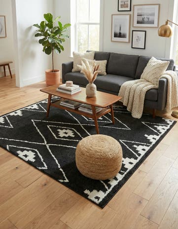 Black Oslo Square Rug