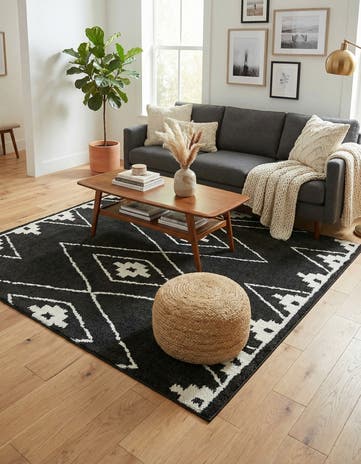 Black Oslo Square Rug