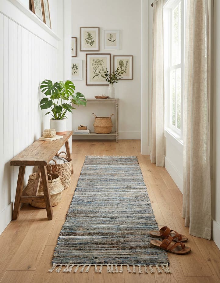 2' 7 x 10' Hand Woven Chindi Jute Runner Rug
