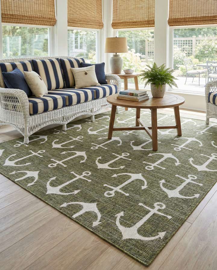 7' 10 x 7' 10 Easy-Clean Coastal Indoor / Outdoor Square Rug