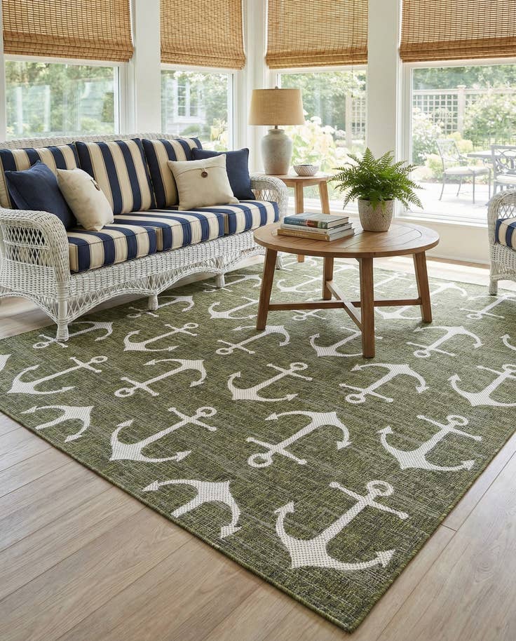 Detail image of 7' 10 x 7' 10 Easy-Clean Coastal Indoor / Outdoor Square Rug