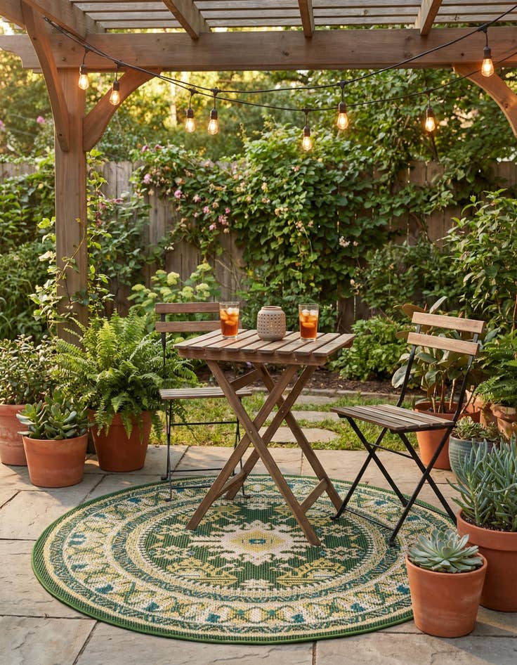 Detail image of 4' x 4' Easy-Clean Baja Indoor / Outdoor Round Rug