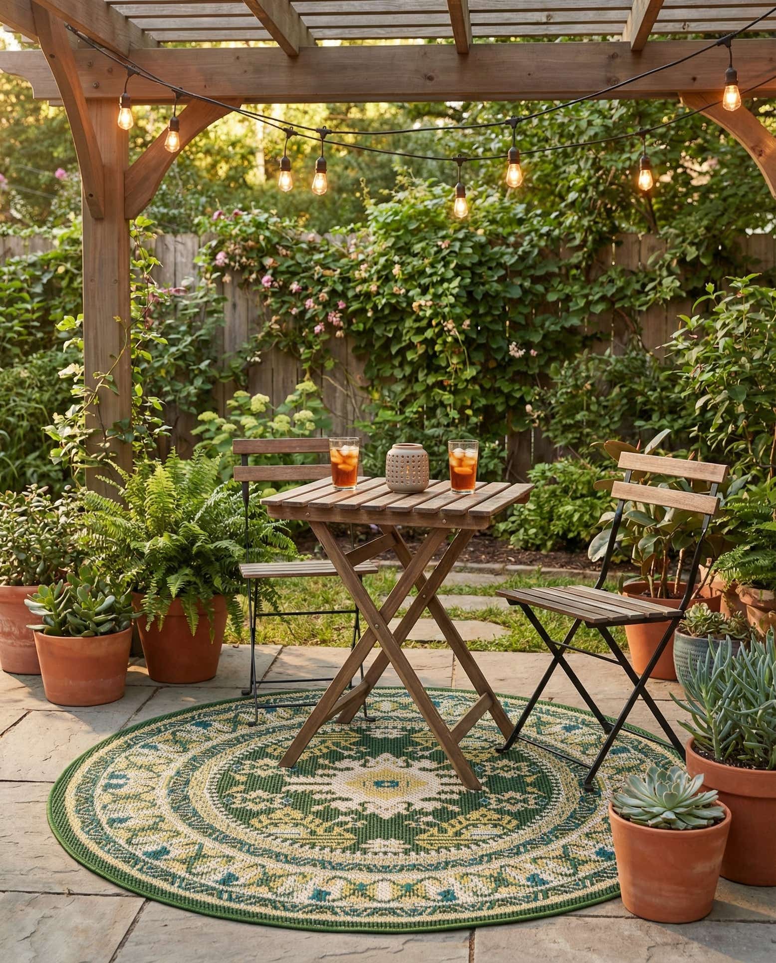 4' x 4' Easy-Clean Baja Indoor / Outdoor Round Rug