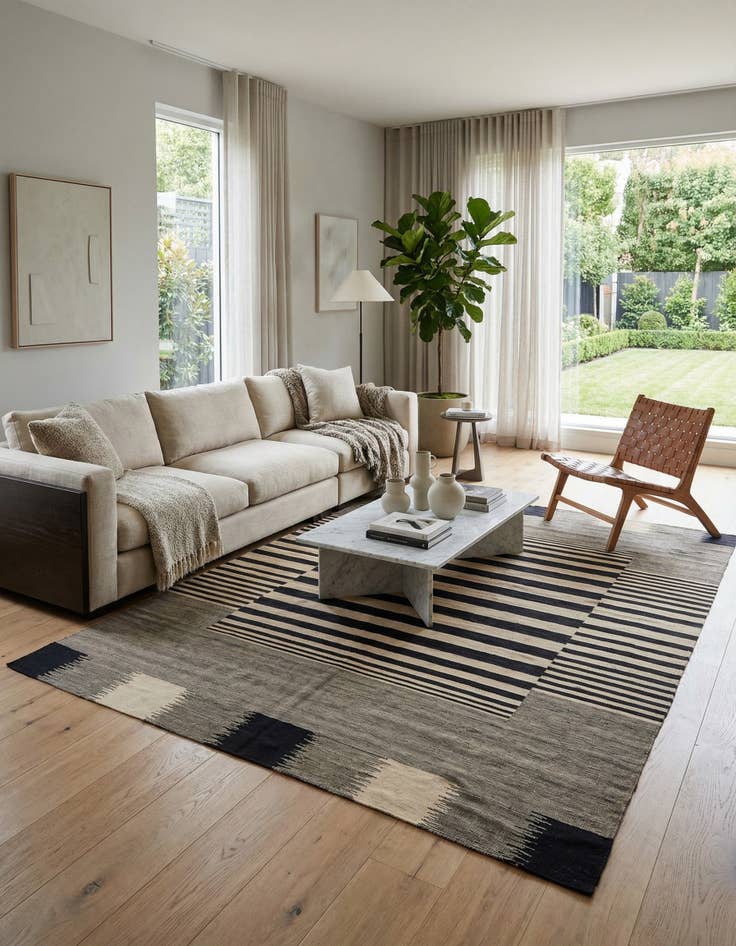 Detail image of 8' 2 x 9' 10  Hand Woven Kilim Modern Wool Rug