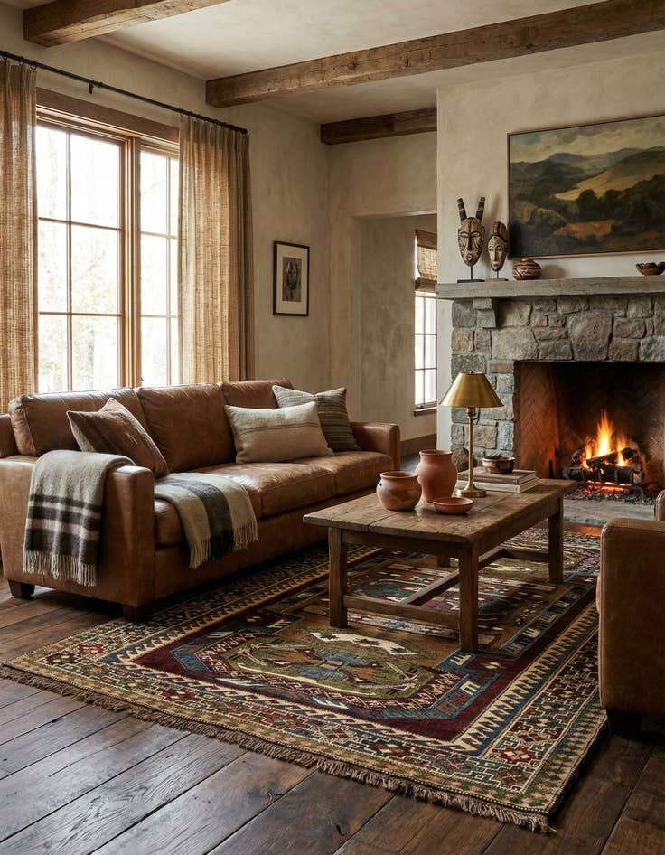 Detail image of 4' 7 x 6' 10  Hand Knotted Kars Wool Rug