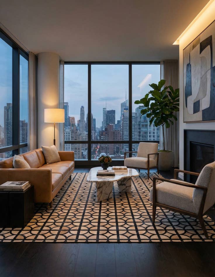 Detail image of 8' 1 x 10' Cowhide Leather Rug