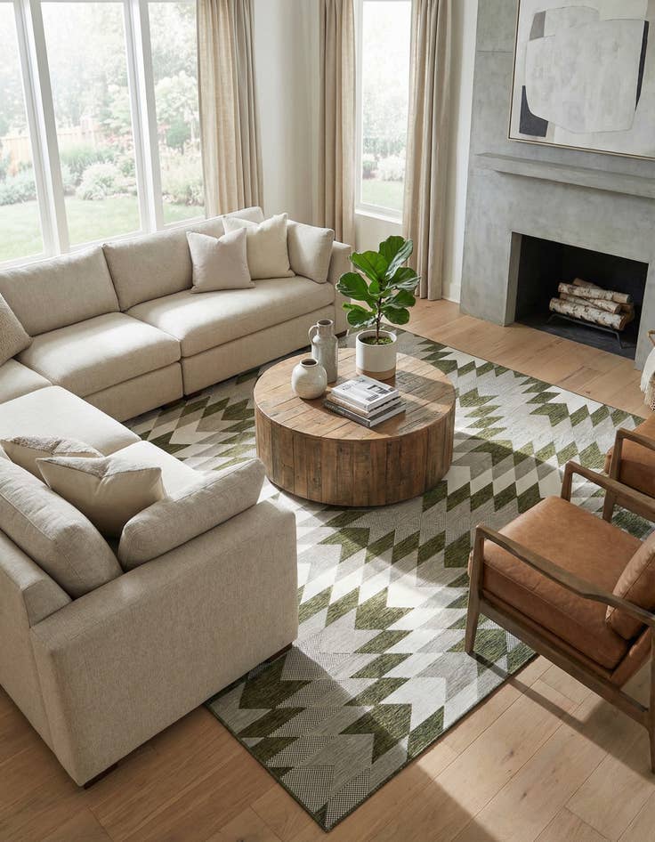 Detail image of  12' x 12'  Washable Modern Indoor / Outdoor Square Rug