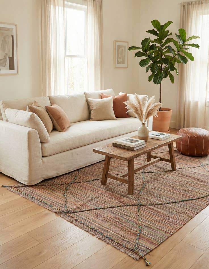 Detail image of 5' 7 x 8'  Hand Woven Kilim Modern Wool Rug