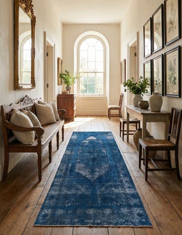 4' 9 x 9' 10 Hand Knotted Ultra Vintage Persian Wool Runner Rug
