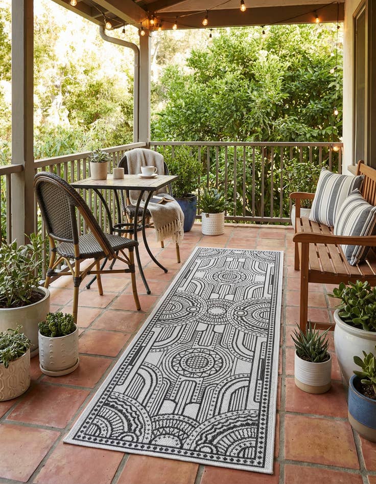 Detail image of 2' x 6' 1  Washable Traditional Indoor / Outdoor Runner Rug