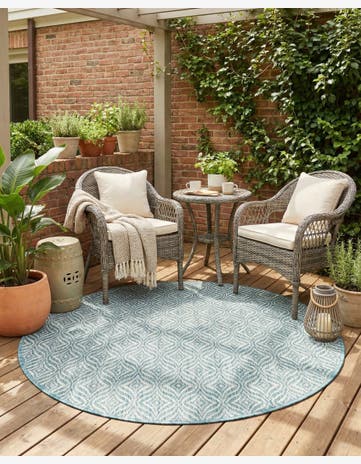 4' x 4' Easy-Clean Lattice Indoor / Outdoor Round Rug