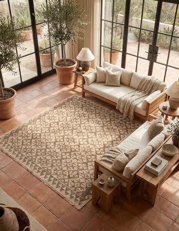 6' 7 x 6' 8 Hand Woven Kilim Maymana Wool Square Rug