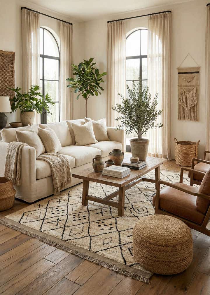 6' 7 x 10' Hand Knotted Moroccan Wool Rug