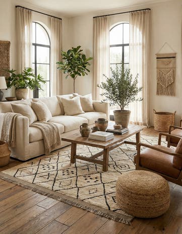 6' 7 x 10' Hand Knotted Moroccan Wool Rug