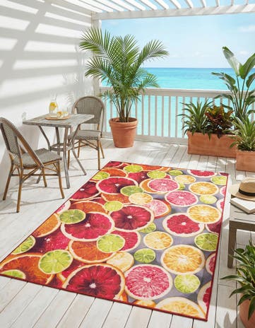 6' 1 x 9' Easy-Clean Jill Zarin Caribbean Indoor / Outdoor Rug