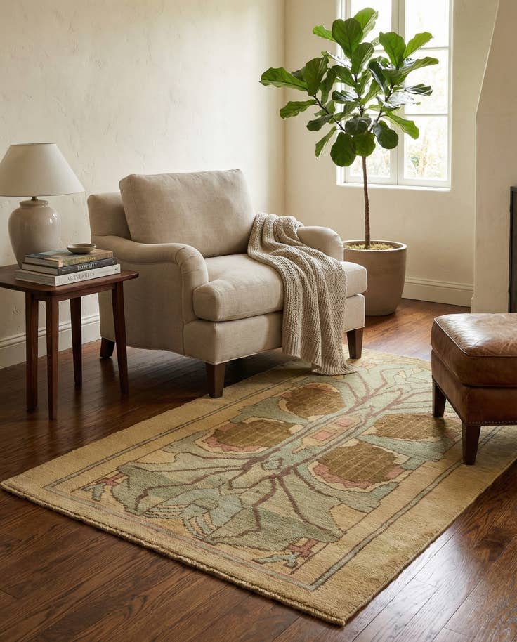 Detail image of 4' 3 x 7' Hand Knotted Oushak Wool Runner Rug