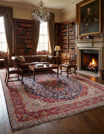 9' 10 x 12' 8 Hand Knotted Kashan Persian Wool Rug