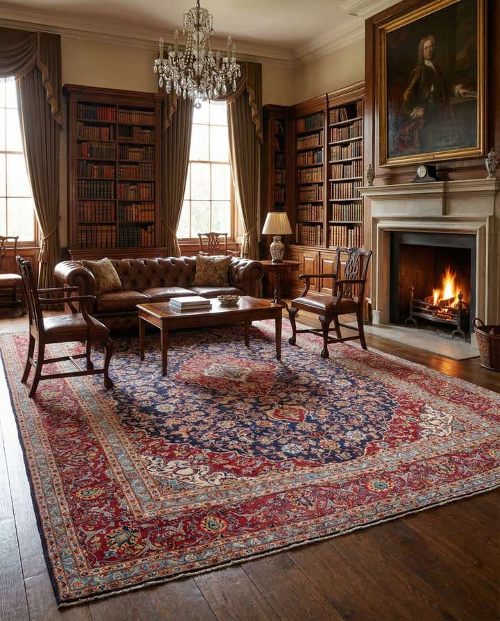 9' 10 x 12' 8 Hand Knotted Kashan Persian Wool Rug