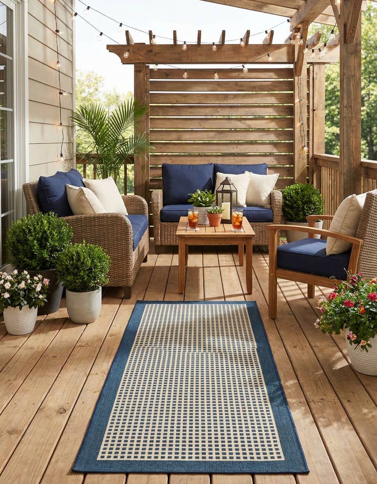 Detail image of 2' x 6'  Washable Border Indoor / Outdoor Runner Rug