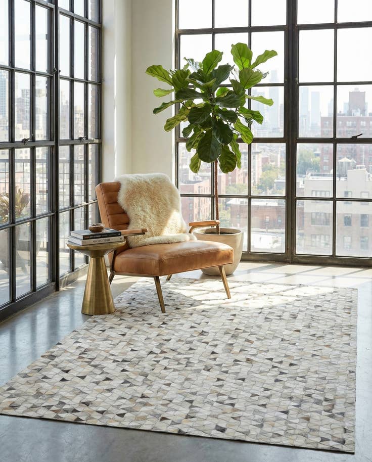 Detail image of 5' x 7' 10 Cowhide Leather Rug