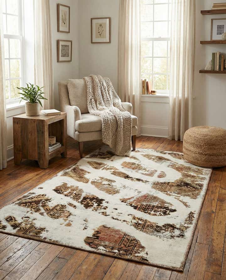 3' 7 x 5' 9 Hand Knotted Ultra Vintage Persian Wool Rug