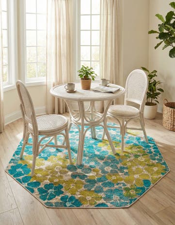 Blue Azalea Octagon Rug