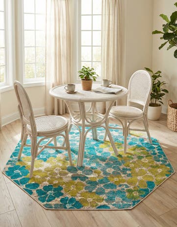 Blue Azalea Octagon Rug