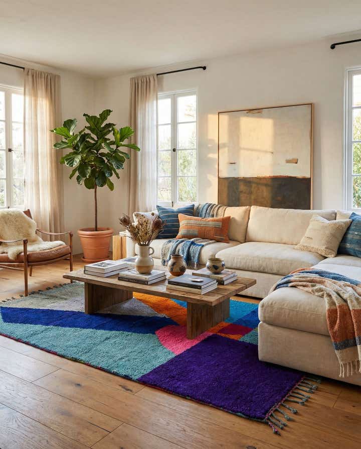 4' 10 x 8' Hand Knotted Moroccan Wool Rug