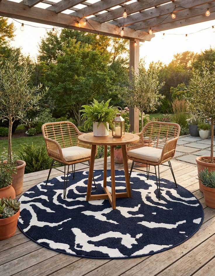 Detail image of 5' x 5'  Washable Sabrina Soto Indoor / Outdoor Round Rug