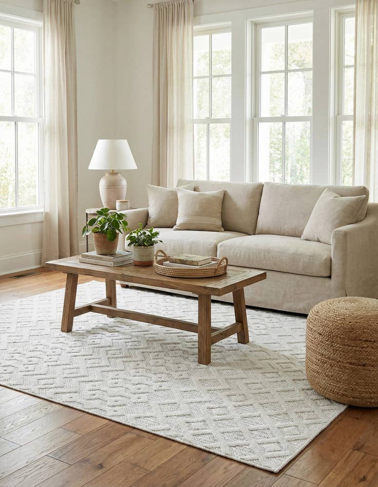 Detail image of 6' x 9' Easy-Clean Trellis Textured Indoor / Outdoor Rug