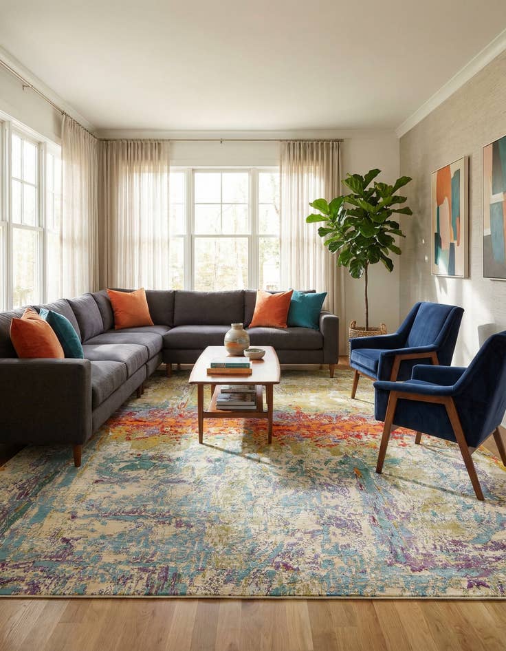 Detail image of 10' x 13'  Washable Modern Indoor / Outdoor Rug