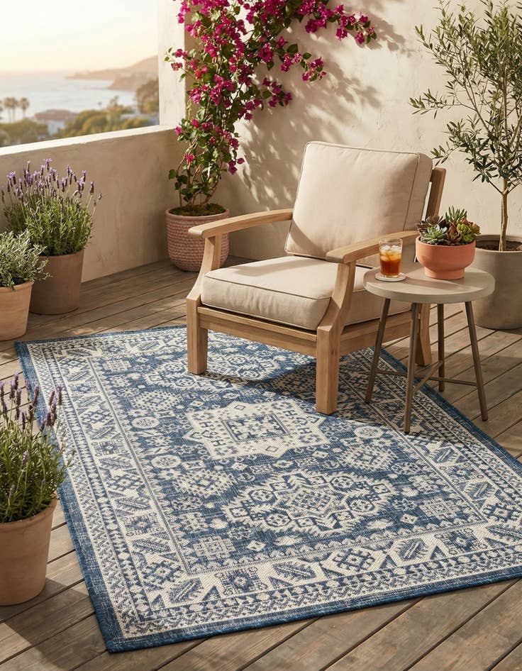 Detail image of  3' x 5' 3  Washable Aztec Indoor / Outdoor Rug