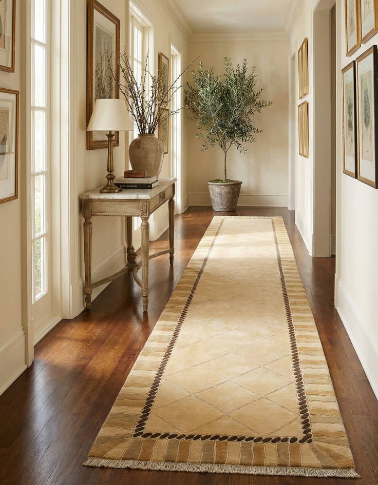 Detail image of 3' 5 x 13' 9  Hand Knotted Darya Wool Runner Rug