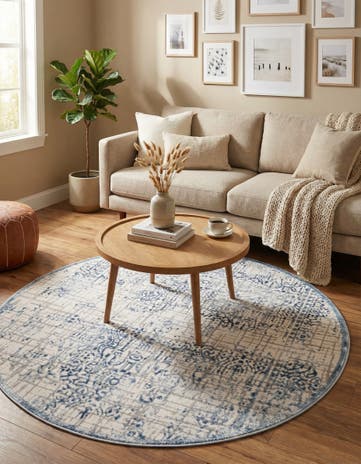 Blue Derbyshire Round Rug
