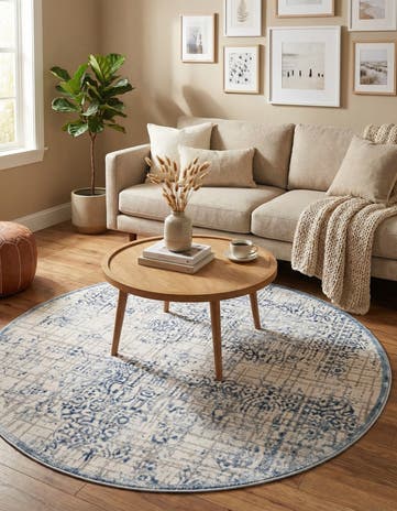 Blue Derbyshire Round Rug