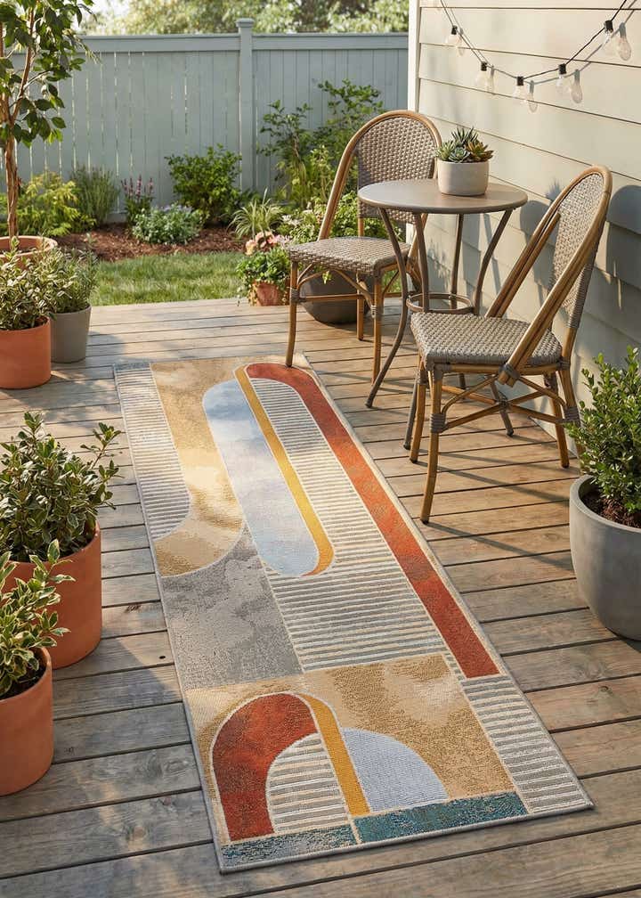 2' x 6' 1 Easy-Clean Modern Indoor / Outdoor Runner Rug