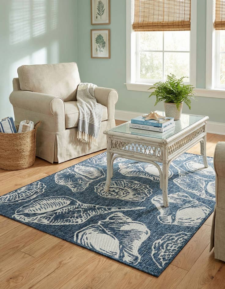 Detail image of 4' x 6'  Washable Coastal Indoor / Outdoor Rug
