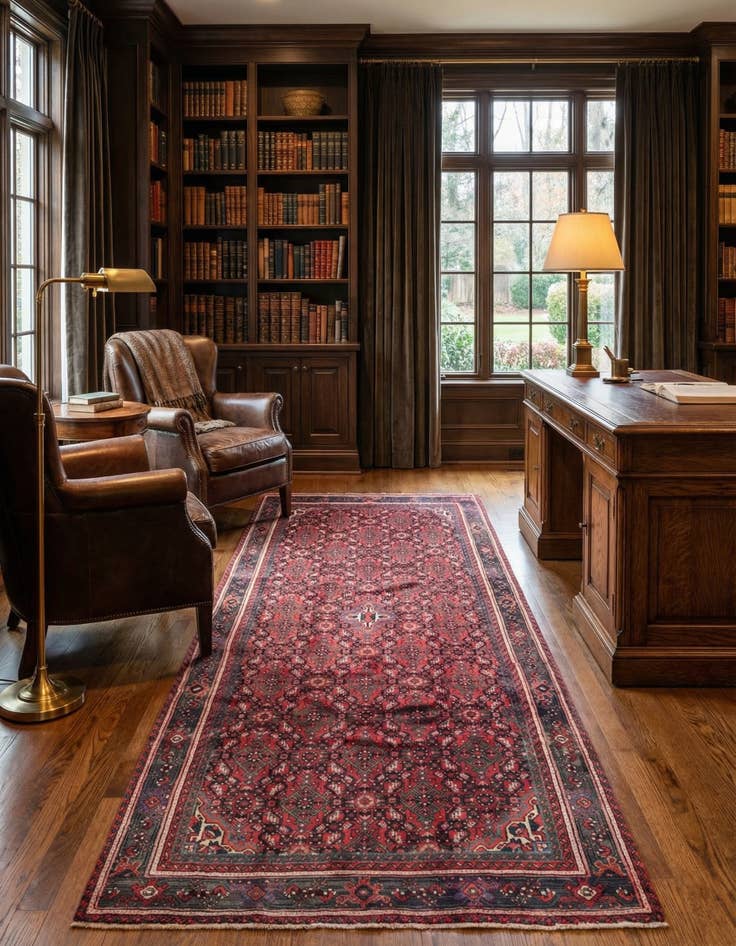 Detail image of 5' x 9' 6 Hand Knotted Hossainabad Persian Wool Runner Rug