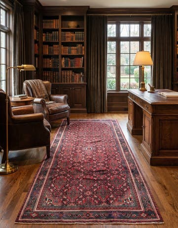 5' x 9' 6 Hand Knotted Hossainabad Persian Wool Runner Rug