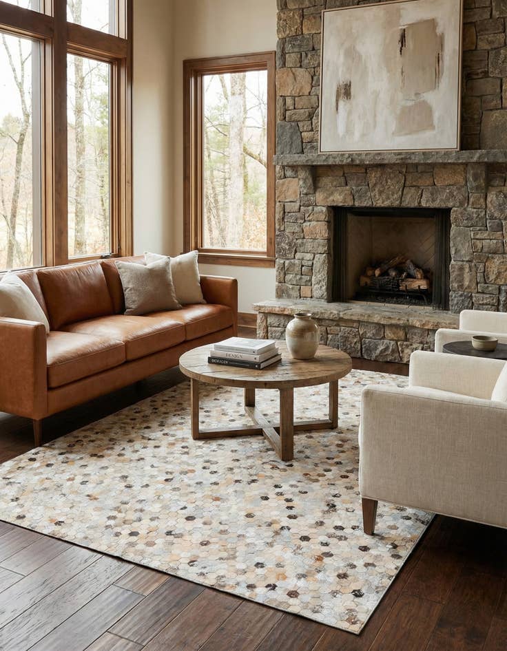 Detail image of 5' 4 x 7' 7 Cowhide Stocks Rug