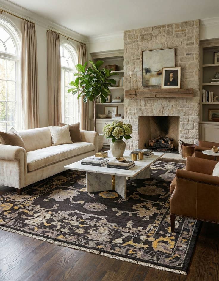 Detail image of 9' 1 x 12' 1  Hand Knotted Oushak Wool Rug