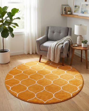  4' x 4' Lattice Frieze Round Rug