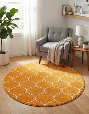 4' x 4' Lattice Frieze Round Rug