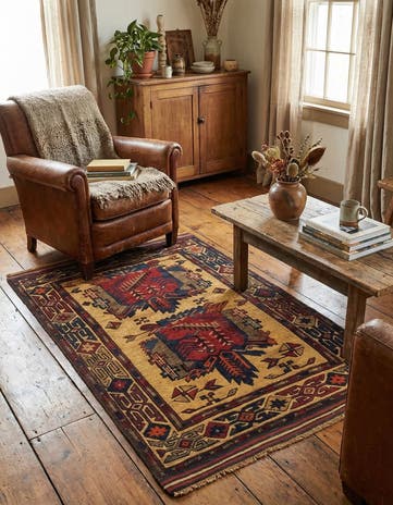 3' 2 x 4' 8 Hand Knotted Sumak Wool Rug