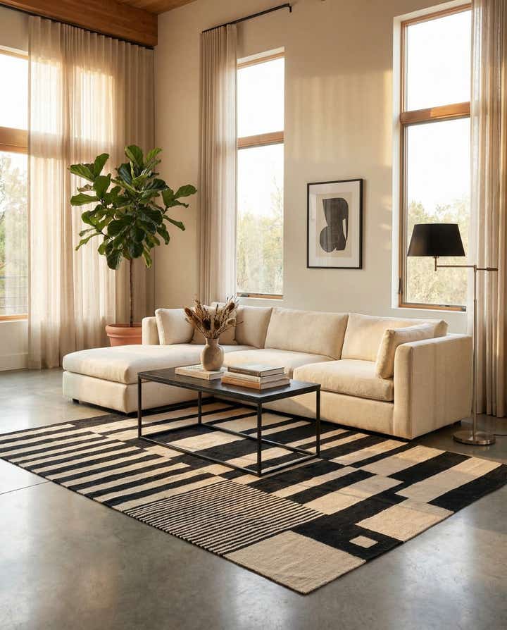 4' 11 x 6' 7 Hand Woven Kilim Modern Wool Rug