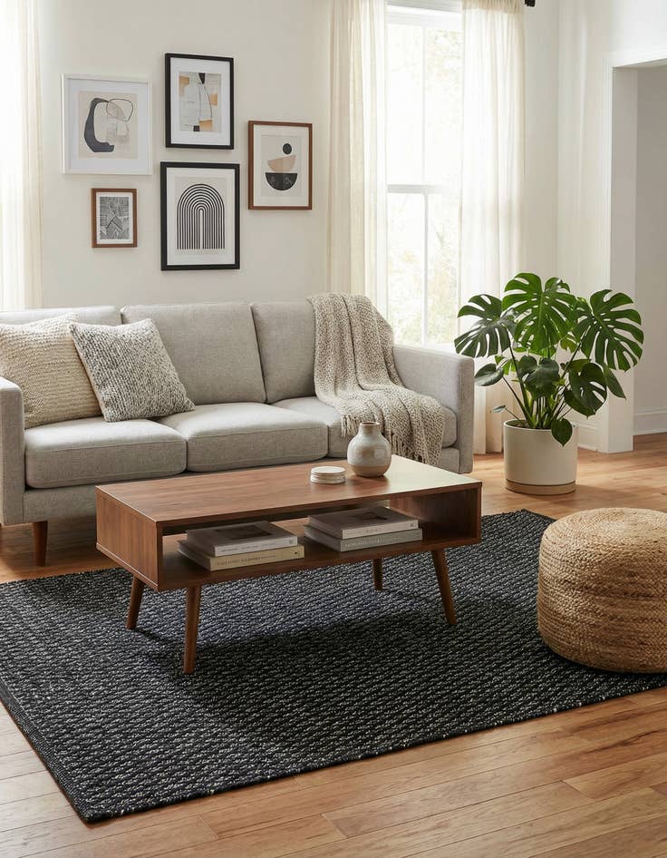 Detail image of  5' 1 x 8'  Hand Woven Lattice Wool Rug