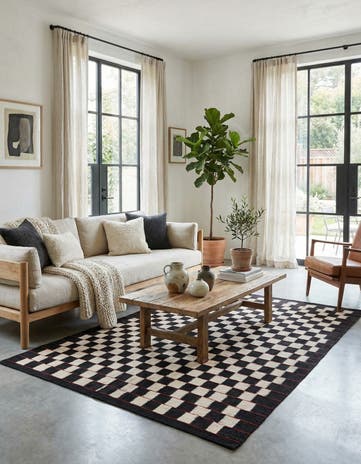4' 5 x 5' 10 Hand Woven Kilim Modern Wool Rug