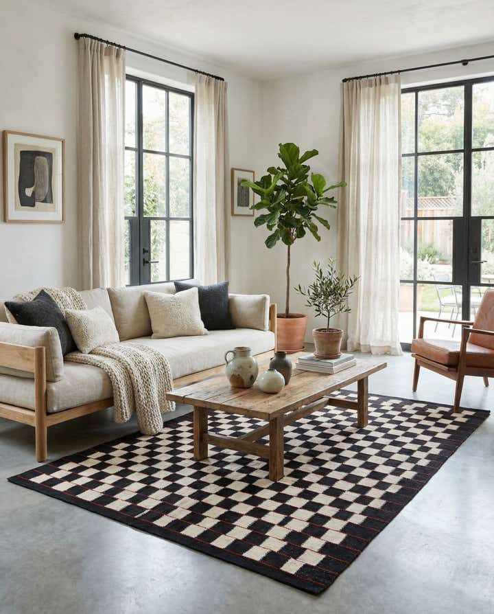 4' 5 x 5' 10 Hand Woven Kilim Modern Wool Rug